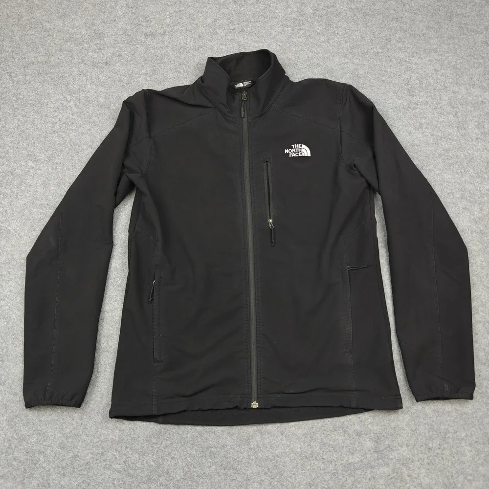 The North Face Windwall Jacket Mens Medium Black Softshell Fleece Lined Full Zip